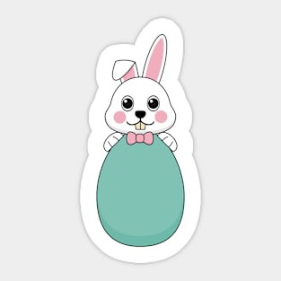 Cute White Bunny Holding Easter Egg Sticker